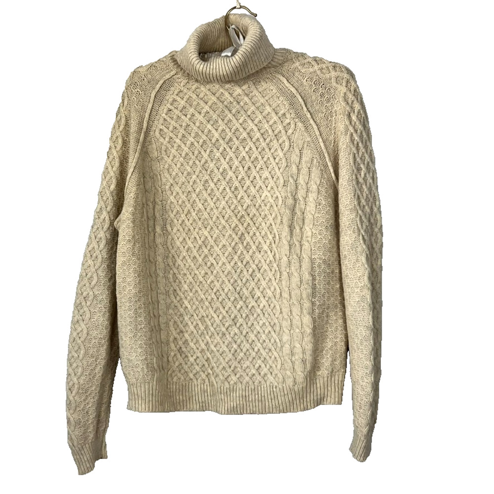 Vince Turtleneck Sweater Women's Size L Cable Knit Cream Color